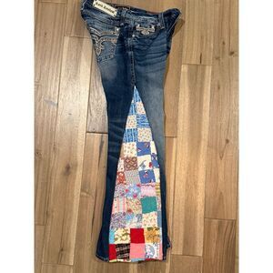Rock Revival Antique Quilt Patchwork Panel Custom Easy Boot Jeans 30